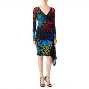 Emanuel Ungaro winter garden Nero dress winter floral lace detail long sleeve